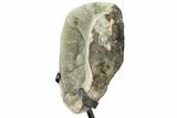 Prasiolite (Green Quartz) Geode With Metal Stand - Uruguay #99892-3